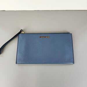 Michael Kors Blue Pebbled Leather Wristlet